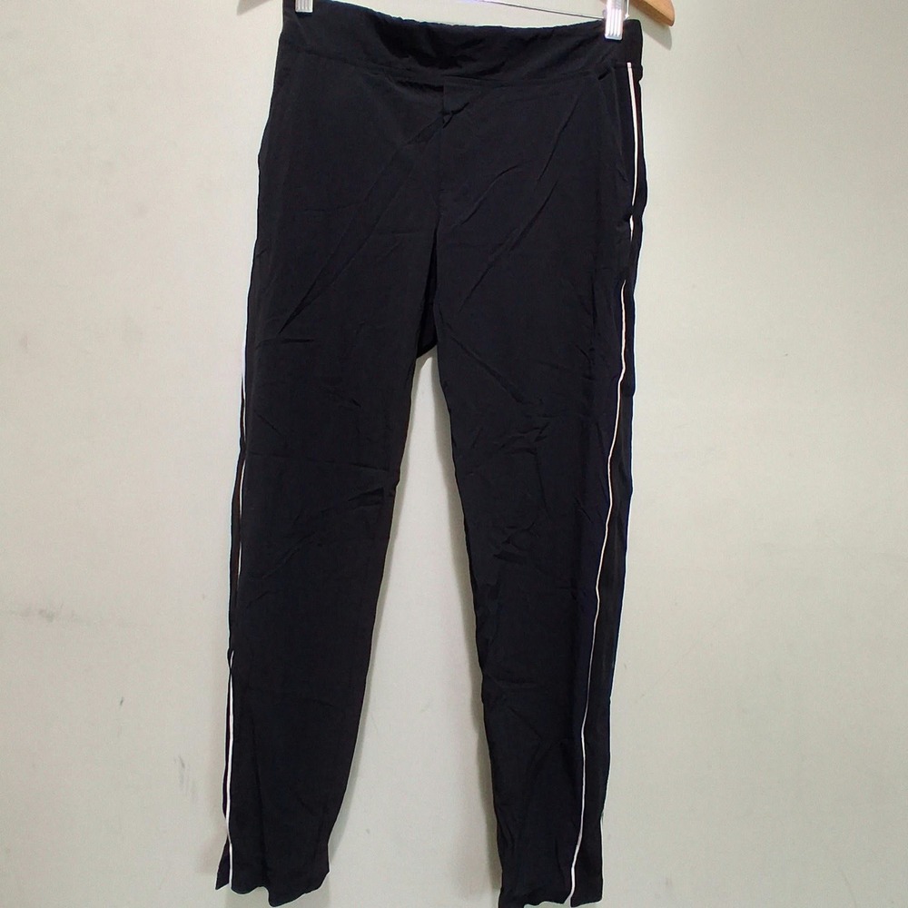 Athleta Black Tapered Jogger Pants White Side Piping Size 2 211123-00 Activewear